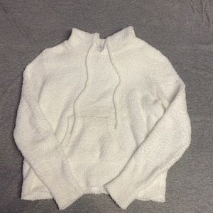 White hooded sweater